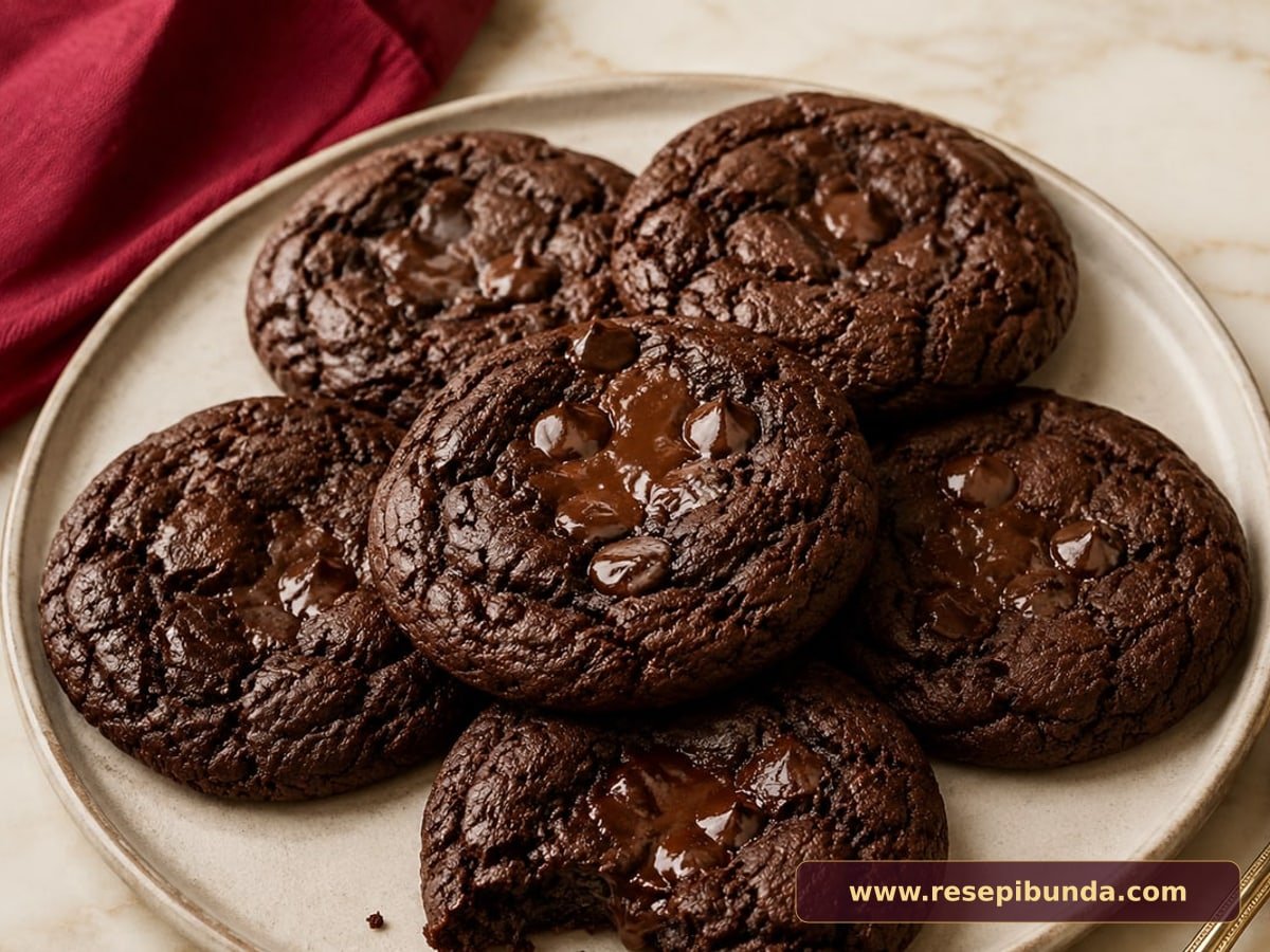 Hidangan Double Chocolate Cookies
