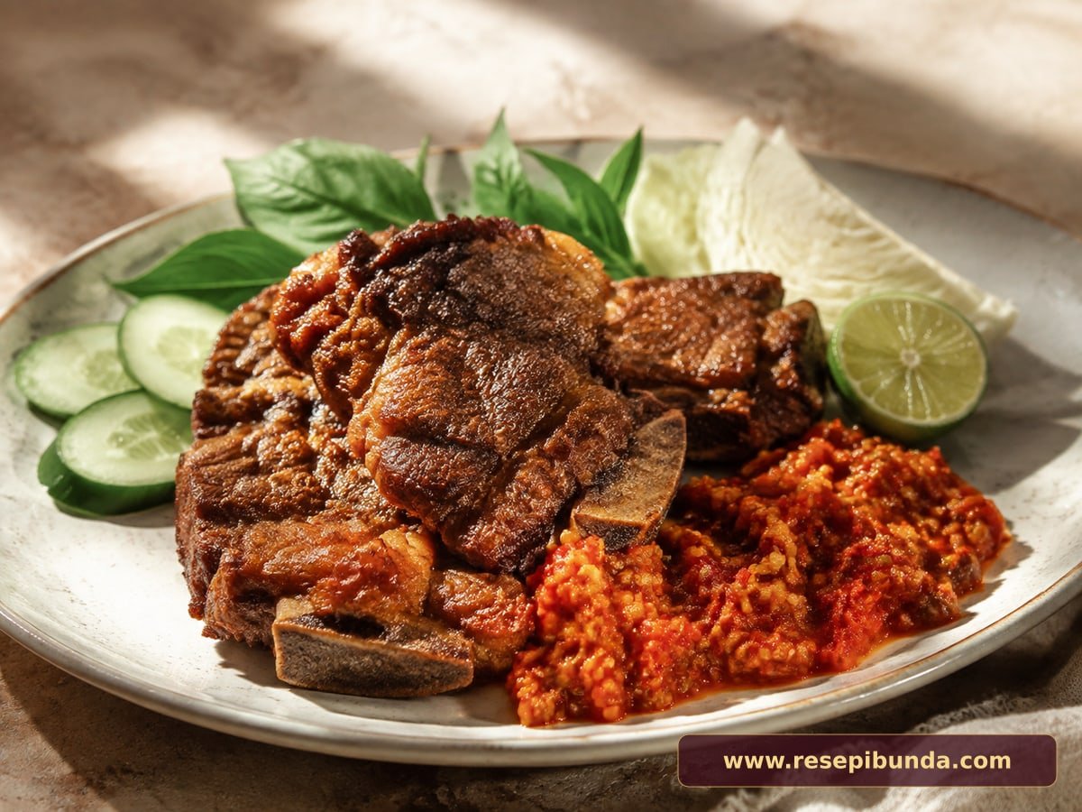 Hidangan Iga Penyet Sambal Kemiri
