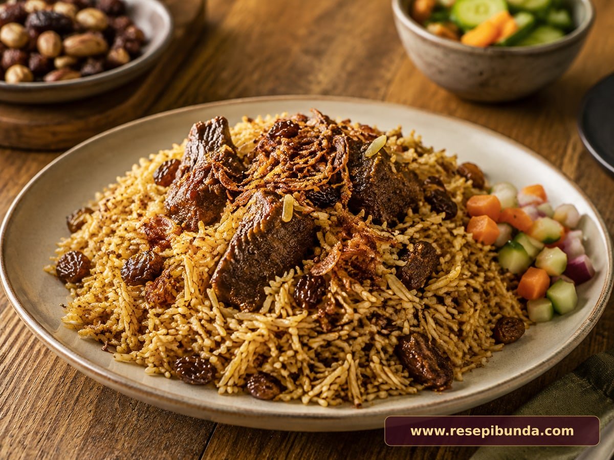 Hidangan Nasi Kebuli Kambing