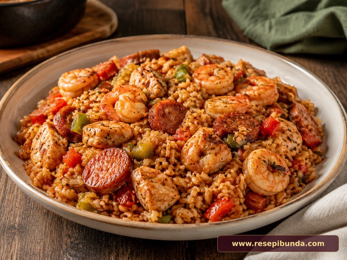 Hidangan Jambalaya Ayam Udang