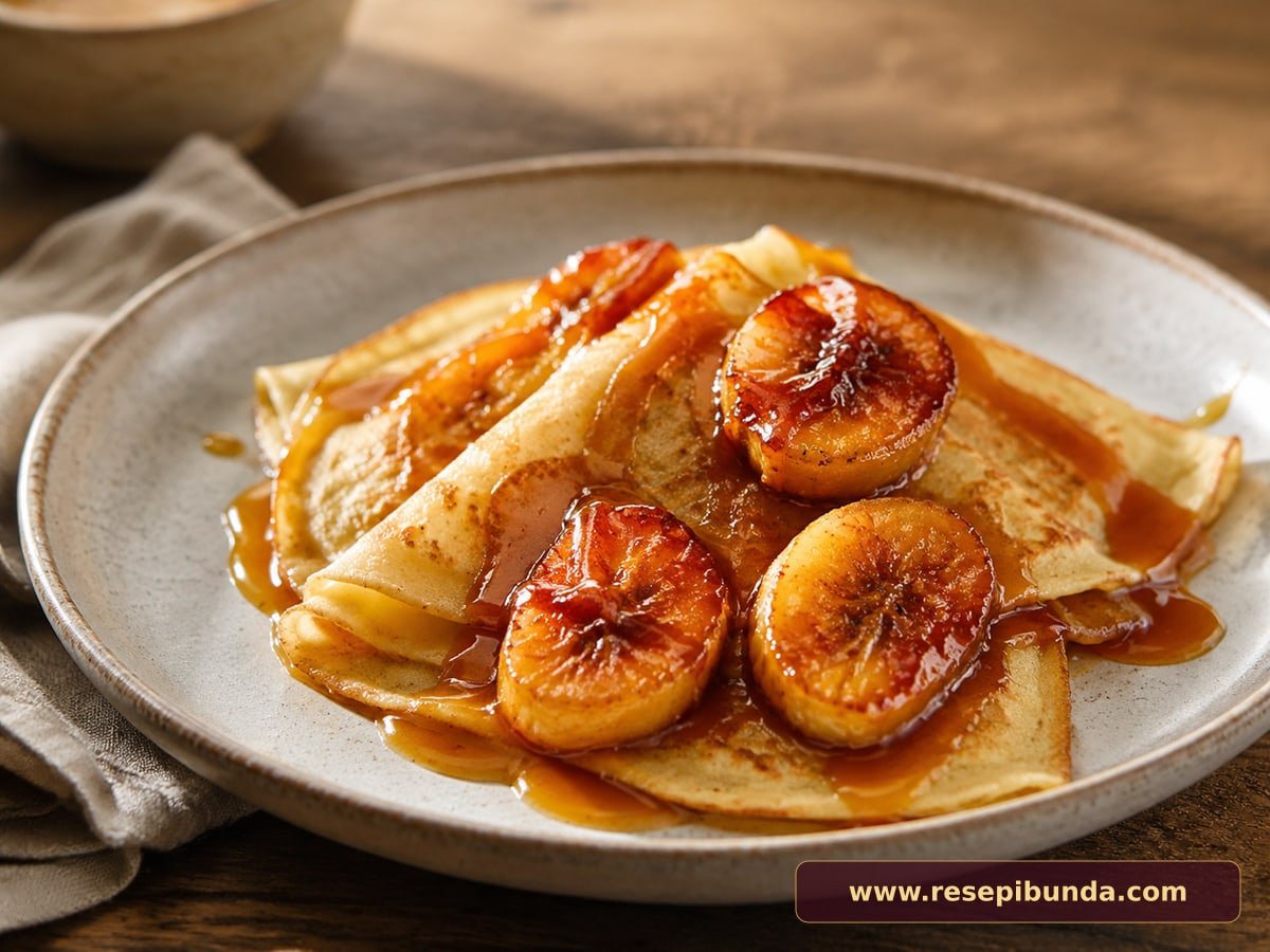 Hidangan Crepes Pisang Karamel
