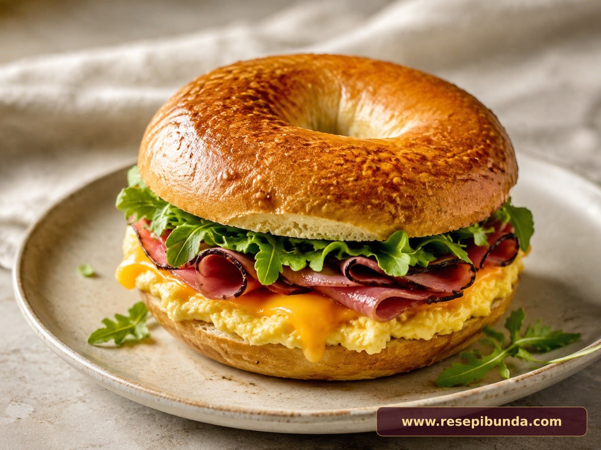 Hidangan Bagel Egg Sandwich