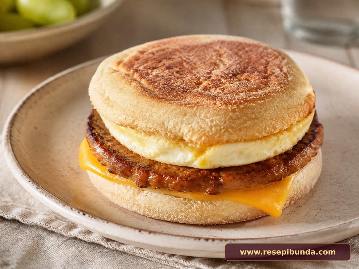 Hidangan English Muffin Sausage Egg