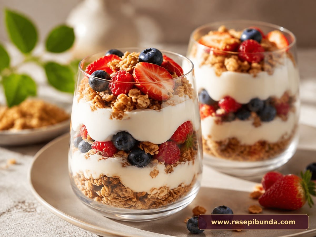 Hidangan Granola Yogurt Parfait