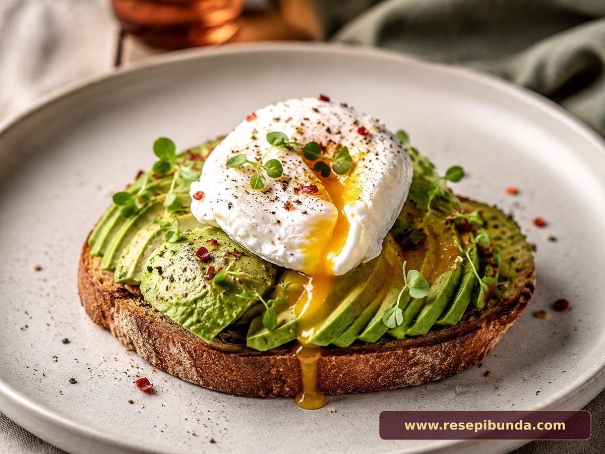 Hidangan Sourdough Avocado Poached Egg