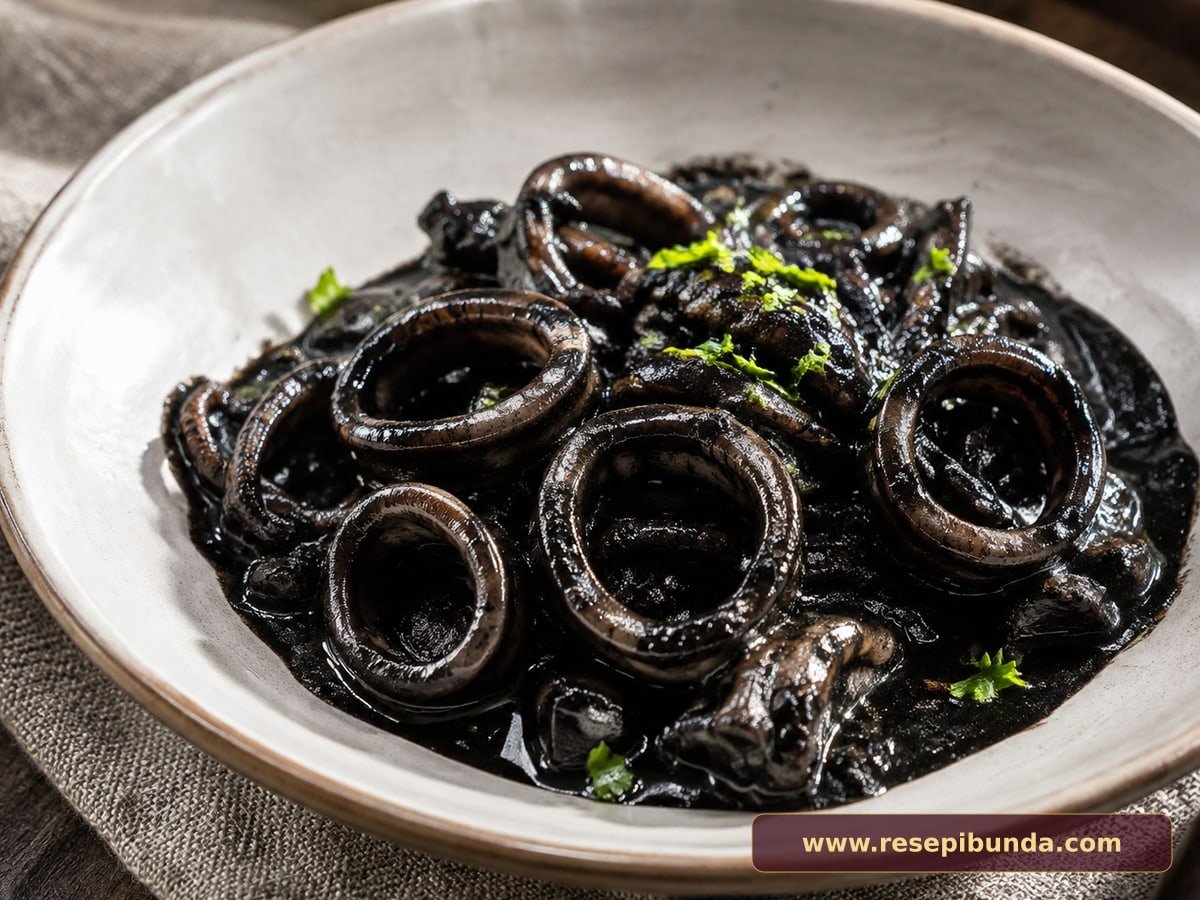 Hidangan Cumi Saus Tinta Hitam